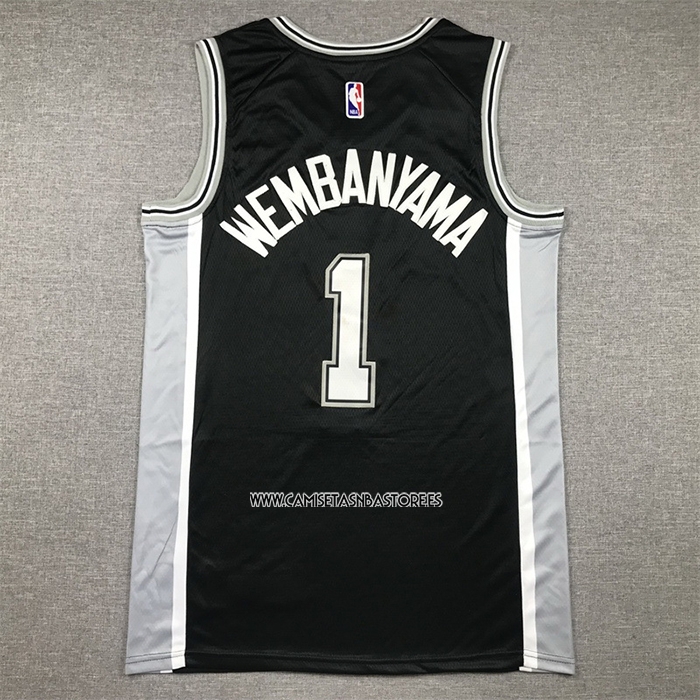 Victor Wembanyama NO 1 Camiseta San Antonio Spurs Icon 2022-23 Negro